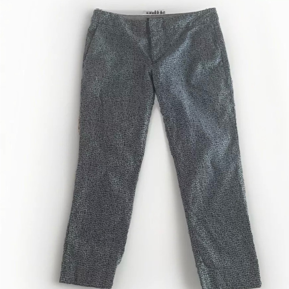 Banana Republic Hampton Fit Cropped Pants Navy Blue Cobble Pattern Size 10